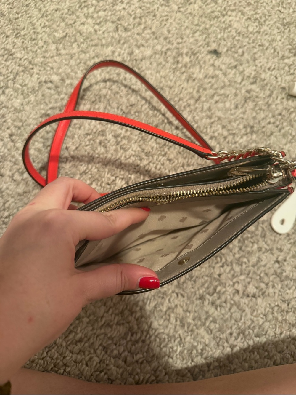 kate spade Red Leather Crossbody with Gold Chain Trim - Picture 9 of 9